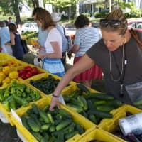 <p>Lots of fruit and produce is available at the Rowayton Farmers Market, including from the Vaszauskas Farm in Middlebury (above).</p>