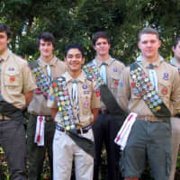 <p>Fairfield&#x27;s newest Eagle scouts, from left: William Poling, William Fuda, Michael Connelly, Conor McGuinness, Eric Rasmussen and Michael McQuade.</p>
