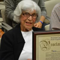 <p>Chappaqua&#x27;s Esther Miller, who turns 100 on Aug. 19, holds a proclamation from Westchester County.</p>