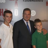 <p>Yonkers Mayor Mike Spano, with sons Mike, left, and Chris Spano.</p>