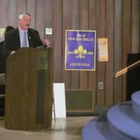 <p>New Rochelle firefighter union president Byron Gray address city council members,</p>