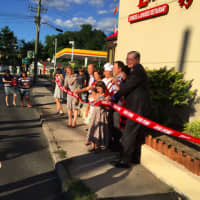 <p>The ribbon cutting at the grand opening of Pearl East restaurant on Thursday.</p>