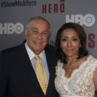 <p>Ex Yonkers Mayor Angelo Martinelli and Nay Wasicsko-McLaughlin, widow of Mayor Wasicsko, at the &quot;Show Me A Hero&quot; premiere in Yonkers.</p>