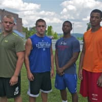 <p>The Somers foursome of (from L): Tommy Castelluccio, Aldo Kaczmarkiewicz, Messiah Horne and Jason Holland is looking to lead Somers to good things this fall.</p>