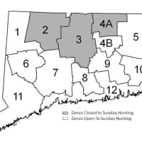 <p>This image shows where Sunday bow hunting for deer is and is not allowed.</p>