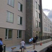 <p>The exterior of the newly constructed Alumni Hall.</p>