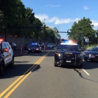 <p>Police close off West Avenue Friday afternoon after a person fell from the I-95 bridge.</p>