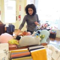 <p>Natalie Kabasakalian, owner of The Kindly Fruits in Rye, in her store Wednesday. </p>