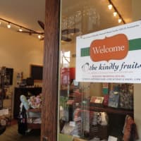 <p>A temporary sign adorns the front window of The Kindly Fruits, which recently opened at 15 Purchase St. in Rye.</p>