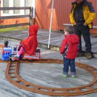 <p>Sophie from the Country Childrens Center Bedford Hills location rides the Polar Express.</p>