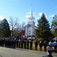 <p>Hundreds of firefighters attend the funeral of Russell Neary at Notre Dame of Easton Church on Nov. 3.</p>