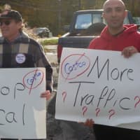 <p>Yorktown residents and business owners protest the proposed Costco in October.</p>