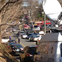 <p>The scene outside Sandy Hook School in Newtown after Friday&#x27;s shooting. </p>