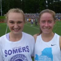 <p>Emilie Hoffer, left, and Courtney Campbell led the Bronxville girls at two indoor meets this past weekend.</p>