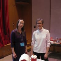 <p>Children&#x27;s librarians Kelly-Ann Gardella, left, and Mercy Garland set the bar high with a barnyard gingerbread setting.</p>