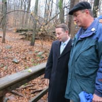 <p>Westchester County Executive Rob Astorino, left, and Leonard Joyner remember Joyner&#x27;s son Lenny at Monday&#x27;s unveiling ceremony in Mount Pleasant.</p>