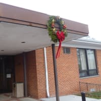 <p>The Harrison Public Library has a wreath for Christmas. </p>
