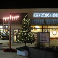 <p>Rye Ridge Plaza in Rye Brook is decorated for the holidays. </p>