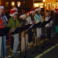 <p>The Saxe Middle School Saxophones play during the New Canaan Holiday Stroll. </p>
