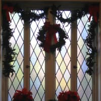<p>A window decorated for Christmas inside Trinity Lutheran Church in Scarsdale.</p>