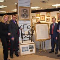 <p>From left, Tiffany Benincasa, owner of C. Parker Gallery, is with John Reznikoff and Seth Kaller, owners of History You Can Own, and Steve Rockwell Desloge owner of Rockwell Art &amp; Framing. They display several artifacts related to Abraham Lincoln.</p>