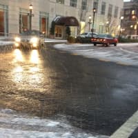<p>Snow falls on the City Center.</p>