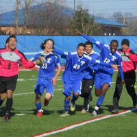 <p>The Port Chester boys soccer team was all smiles after winning its state semifinal game over Fowler.</p>