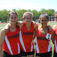 <p>The 4x800 relay team of, from left, Shari Rauls, Katie DeVore, Anima Banks and Leonie Rauls won the title at the Westchester County Spring Track and Field Championships.</p>