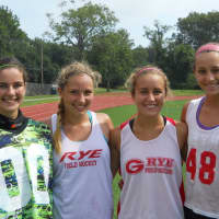<p>Captains, from left, Lacey Collins, Alex Bennett, Scarlett Sulliman and Claire Martinelli led the Rye field hockey team to the Section 1 Class B final for the fourth consecutive year.</p>