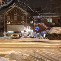 <p>The Eastchester Fire House gets covered in snow. </p>