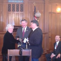 <p>New York Assembly member Sandra R. Galef was sworn in by Putnam County Legislator Sam Oliverio Jr.</p>