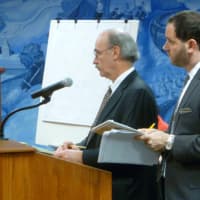 <p>Thomas Heagney, attorney for Greenwich Reform Synagogue, left, and Mario Coppola, right, attorney for Cos Cob Resident Fighting For Residential Rights, listen to the Greenwich Planning and Zoning Commission during Tuesday&#x27;s meeting.</p>