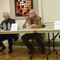 <p>Irvington officials and architects discuss the proposed historic district.</p>