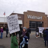 <p>Gun-control advocates gathered outside Walmart in Danbury. Walmart is the largest seller of guns in the U.S., but they are not sold in the Danbury store.</p>