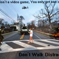 <p>The winning submission by Rye High School student Ali Howard in the &quot;Heads Up: A Distracted Walking and Driving Poster Contest&quot; hosted by the Rye YMCA.</p>