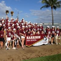 <p>The Harrison High School Marching Band enjoys its trip to Pearl Harbor, Hawaii. </p>