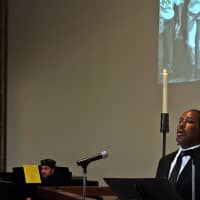 <p>Poet Gregg Cork read the &quot;I have a dream&quot; speech given by Dr. Martin Luther King Jr. at the March on Washington in August 1963 to those gathered at the United Methodist Church in Westport.</p>