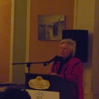 <p>95th District Assembly member Sandy Galef (D - Ossining) addresses attendees Sunday.</p>