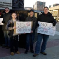 <p>A vigil for nonviolence Sunday at the Westchester County Courthouse in White Plains honored the Rev. Martin Luther King Jr.</p>