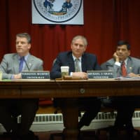 <p>From left: Council member Terrence Murphy, Supervisor Michael Grace, and Council member Vishnu Patel voted in favor of fluoride at Tuesday night&#x27;s meeting.</p>