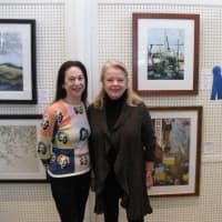 <p>Co-chairs Laura Blau, left, and Laurie Sturz, hosted Art Show: Bedford&#x27;s 40th Anniversary on Saturday.</p>