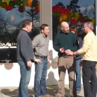 <p>From left: Council member Terrence Murphy, co-owner Seth Hirschel, co-owner John Tucker, and Supervisor Michael Grace at Saturday&#x27;s ribbon cutting.</p>