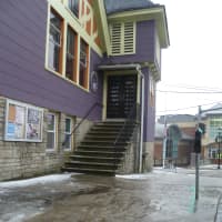 <p>Sidewalks in front of the Purple Crayon in Hastings were covered with ice.</p>