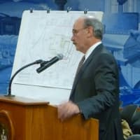 <p>Thomas Heagney, a lawyer representing Greenwich Reform Synagogue, addresses the Planning and Zoning Commission.</p>
