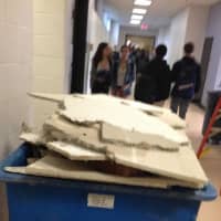 <p>Debris from Thursday&#x27;s storm damage was spotted in Fairfield Ludlowe High School&#x27;s hallways.</p>