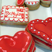 <p>An assortment of decorated cookies for Valentine&#x27;s Day at Flour &amp; Sun.</p>