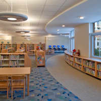 <p>A view of the media center at the Post Road Elementary School in White Plains.</p>