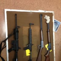 <p>These guns reportedly were seized Friday at the residence of an alleged drug dealer in Stamford. </p>