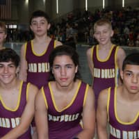 <p>Mad Bull wrestlers who competed at states include (fron row, left to right)  Niki Garoffolo, Jeff Capone, and Jason Martinez (all eighth graders),and back row, Patrick Coulter, Jeff Cocchia and Brian Mallozzi.</p>