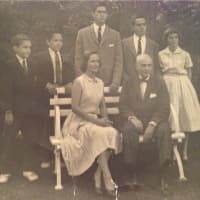 <p>Somers&#x27; Eleanor and Norman Prouty, pictured here with their five children in 1960, were brutally attacked by Terry Losicco in 1980.</p>
